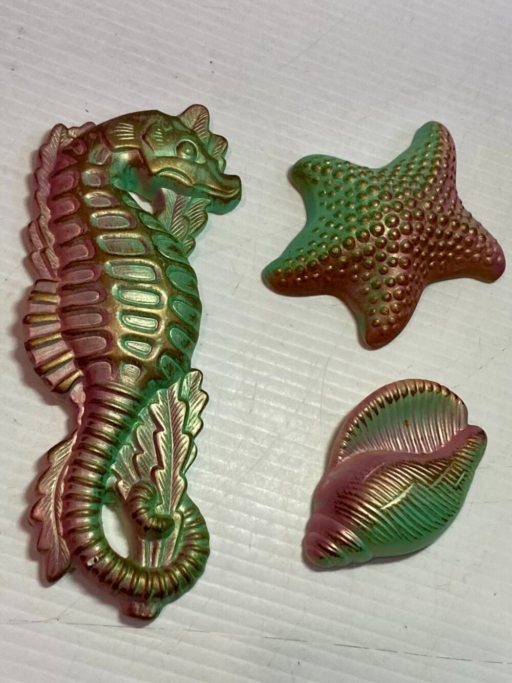 Vintage MCM 1960s Miller Studio Chalkware Beach Wall Art Seahorse Starfish Shell